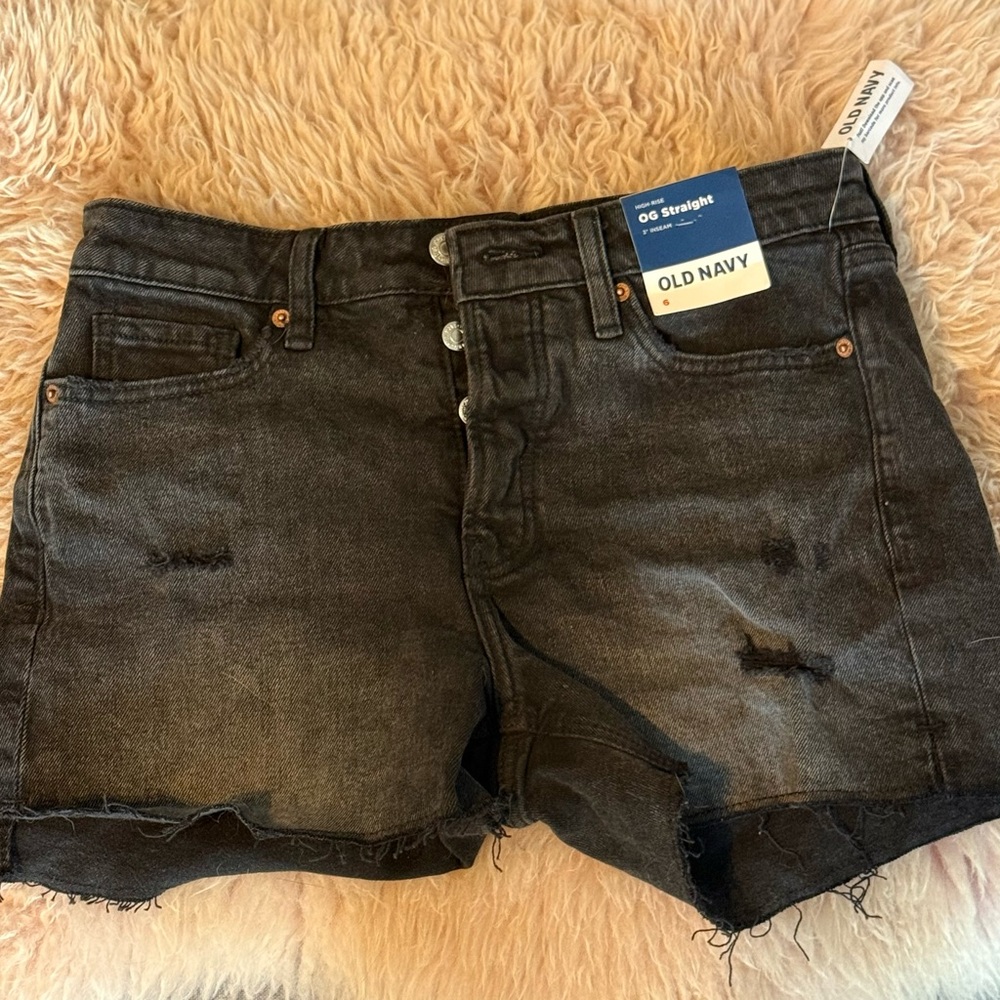 Old Navy Women's Distressed Black Jean Shorts
